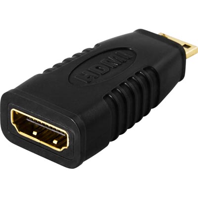 Deltaco HDMI-sovitin, Mini HDMI uros - HDMI naaras, kullattu Deltaco HDMI-sovitin, Mini HDMI uros - HDMI naaras, kullattu